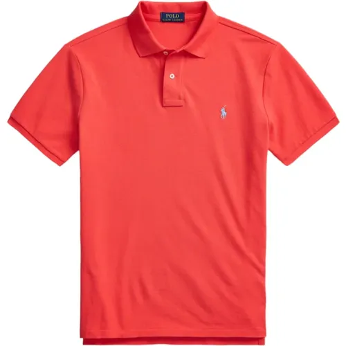 Herren Rotes Slim Fit Polo Shirt , Herren, Größe: L - Ralph Lauren - Modalova