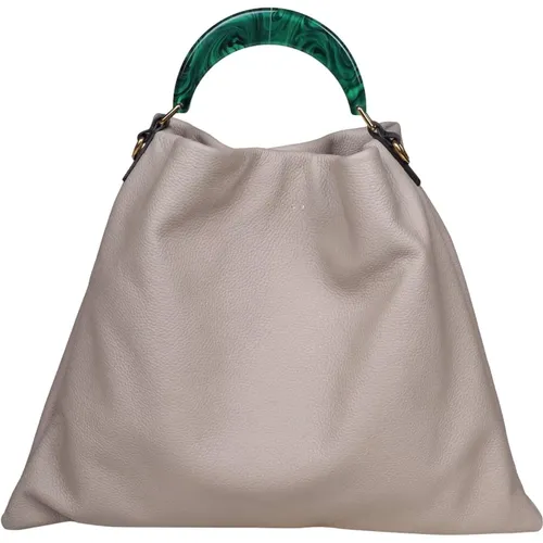 Hobo bag in calfskin with resin handle , female, Sizes: ONE SIZE - Marni - Modalova