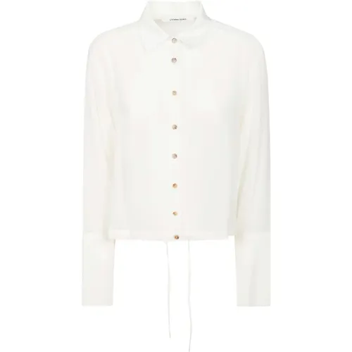 Weiße Bluse mit Kragen und Goldenen Knöpfen , Damen, Größe: XS - Liviana Conti - Modalova