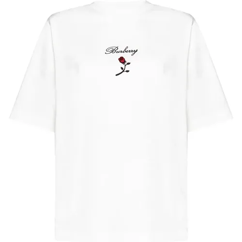 Logo Print Crew Neck T-shirts , Damen, Größe: S - Burberry - Modalova