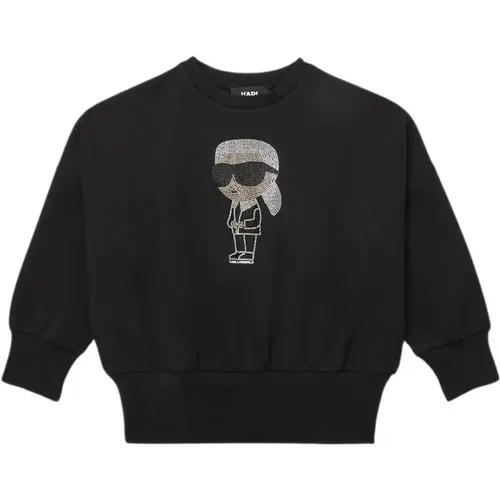 Crewneck Sweatshirt mit mehrfarbigem Strass-Logo - Karl Lagerfeld - Modalova