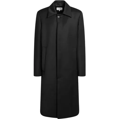 Single-Breasted Coats, male, , Size: XS Wool Blend Coat - MM6 Maison Margiela - Modalova