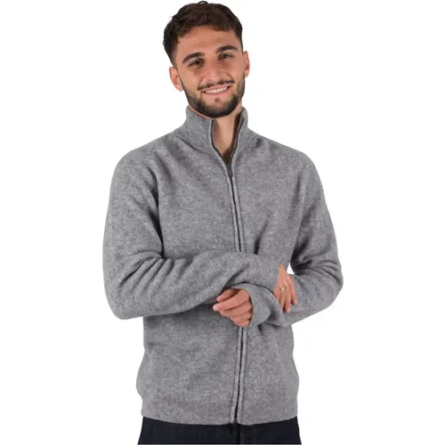 Cardigans, male, , Size: 2XL Grey Zip Cardigan Lup Style - Daniele Fiesoli - Modalova