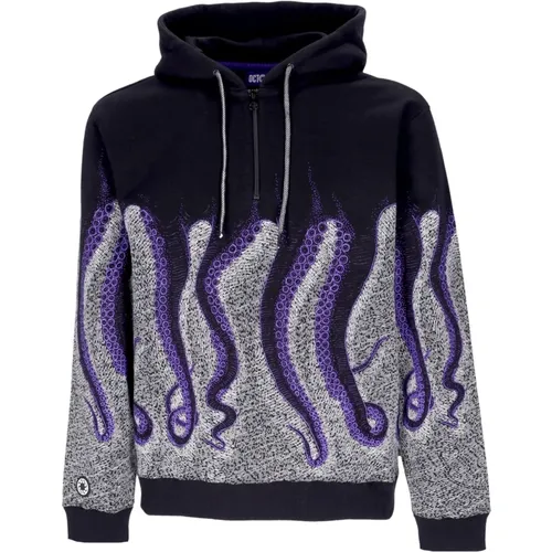 Hoodies, male, , Size: S Everywhere Zipper Hoodie Black - Octopus - Modalova