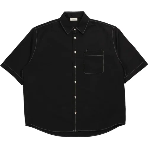 Schwarzes Hemd mit Doppelter Tasche , Herren, Größe: L - Lemaire - Modalova