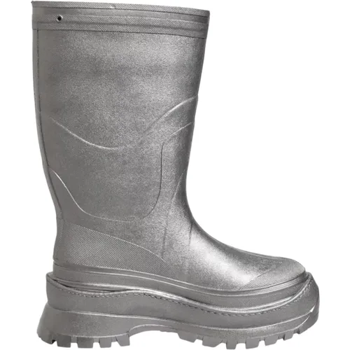 Rain Boots, male, , Size: 9 US Metallic Silver Pull On Rain Boots - Dolce & Gabbana - Modalova