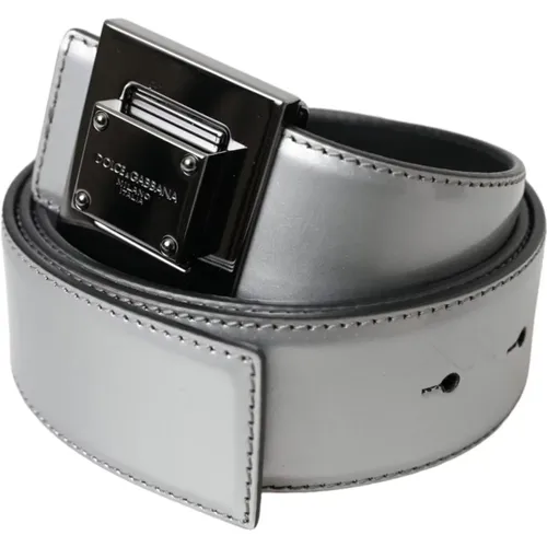 Silver Leather Belt with Metal Buckle , female, Sizes: 85 CM - Dolce & Gabbana - Modalova