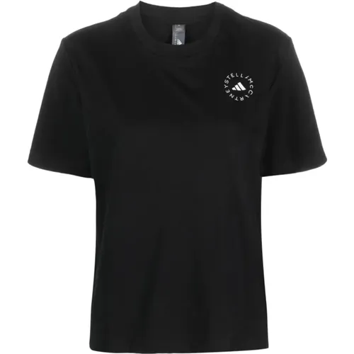 Schwarzes TrueCasuals T-Shirt mit Logo-Print , Damen, Größe: L - adidas by stella mccartney - Modalova
