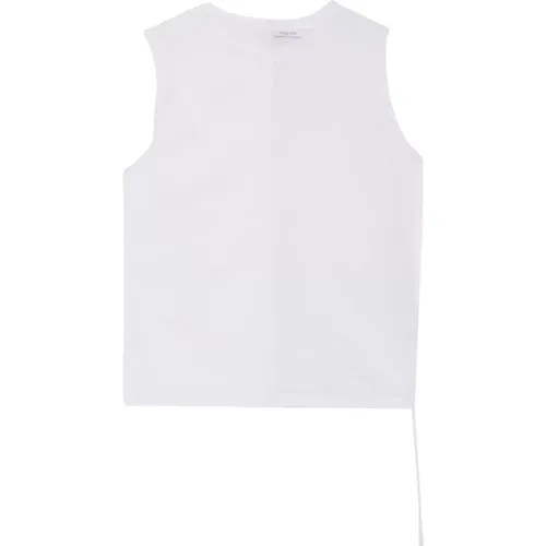Ärmelloses weißes T-Shirt mit seitlicher Raffung , Damen, Größe: M - PATRIZIA PEPE - Modalova