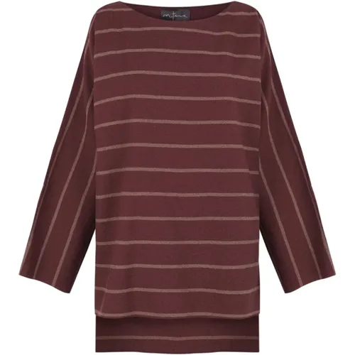 Striped Wool Top with Japanese Sleeves , female, Sizes: XL, XS, M, 2XL, L, S - Cortana - Modalova