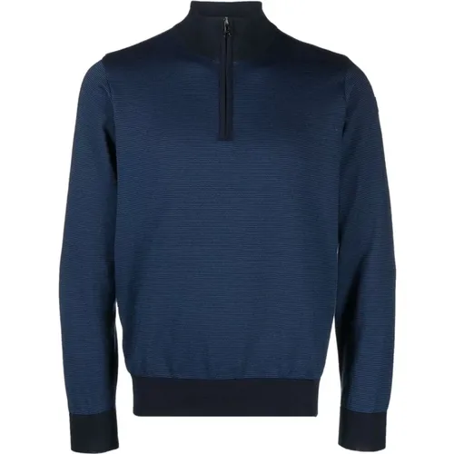 Cotton sweater with zip , male, Sizes: M - PAUL & SHARK - Modalova