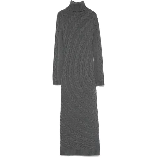 Anthracite Grey Cable Knit Dress , female, Sizes: XS - Max Mara - Modalova