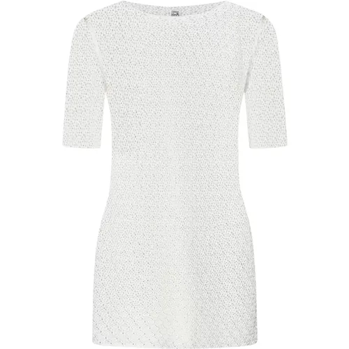 Crochet Knit Boat Neck T-shirt , female, Sizes: XS, S, 2XS - TotêMe - Modalova