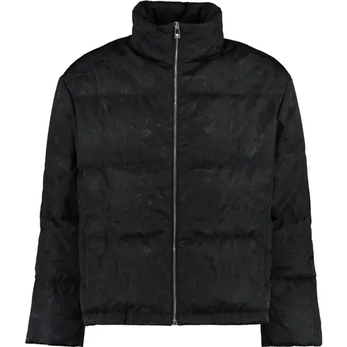 Jacquard Full Zip Down Jacket , male, Sizes: L - Versace - Modalova