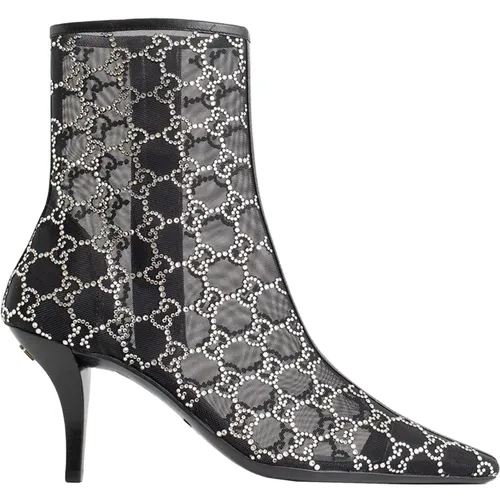 Glitter Logo Ankle Boots Zipper , female, Sizes: 6 UK - Gucci - Modalova
