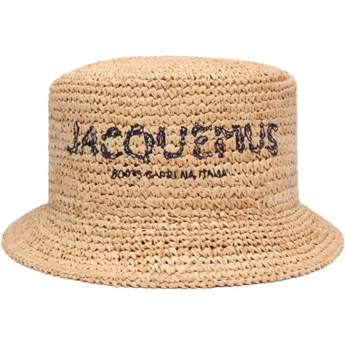 Natural Raffia Embroidered Logo Hat , female, Sizes: 58 CM - Jacquemus - Modalova