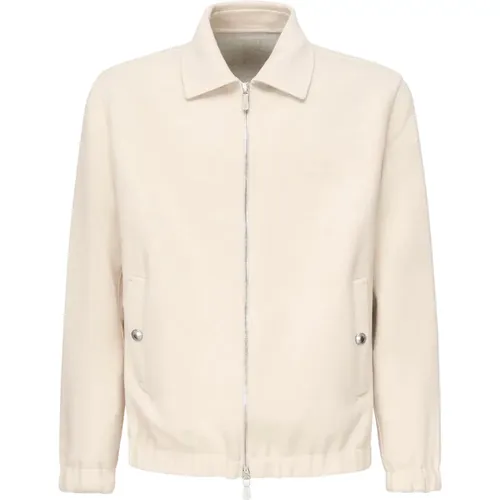Light Jackets, male, , Size: L Sand Drawstring Zip Coat - Eleventy - Modalova