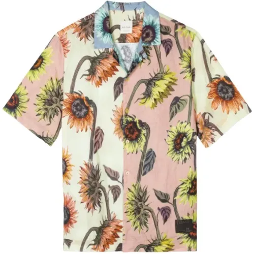 Sunflower Print Linen-Cotton Shirt , male, Sizes: L - Paul Smith - Modalova