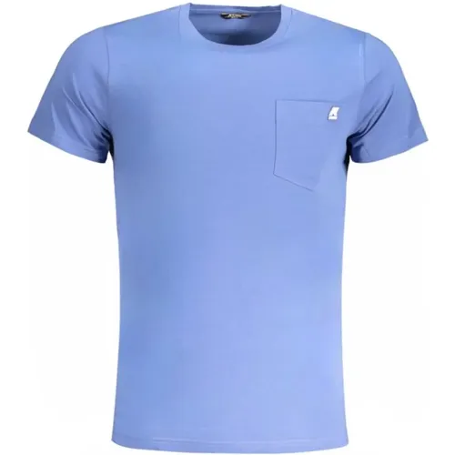 Blaues Baumwoll-T-Shirt mit Tasche , Herren, Größe: S - K-way - Modalova