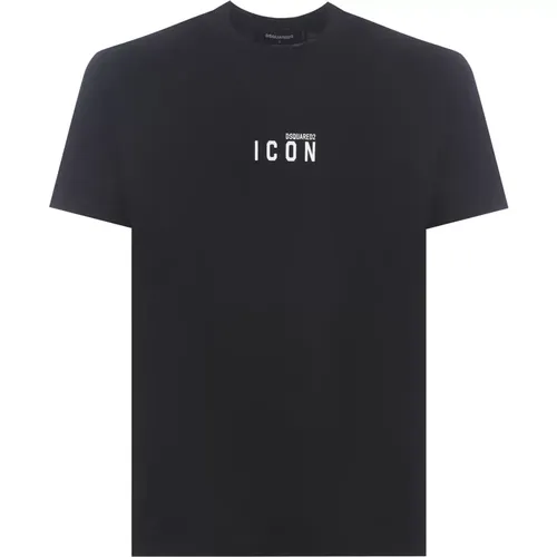 Hochwertiges schwarzes Herren-T-Shirt , Herren, Größe: 2XL - Dsquared2 - Modalova