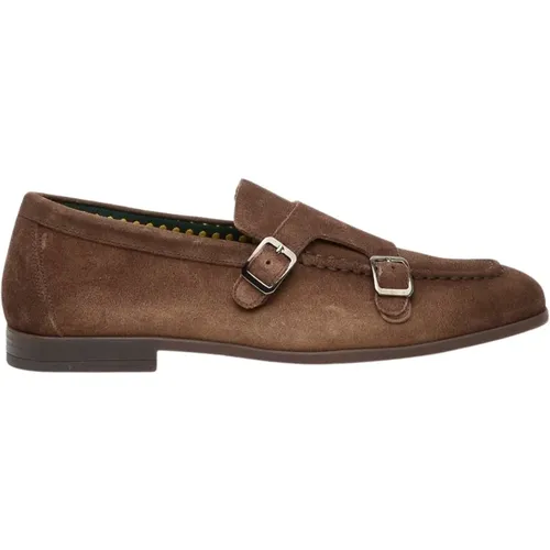 Suede Loafer with Double Buckle , male, Sizes: 9 UK, 10 UK - Doucal's - Modalova