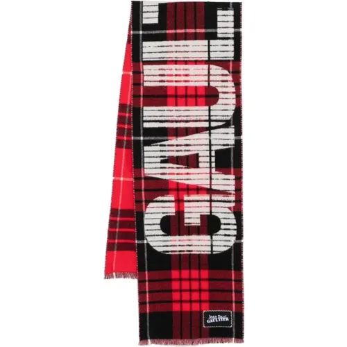 Winter Scarves, female, , Size: ONE SIZE Red Black White Tartan Wool Scarf - Jean Paul Gaultier - Modalova