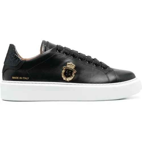 Schwarze Leder Mid-Top Plateau Sneakers - Billionaire - Modalova