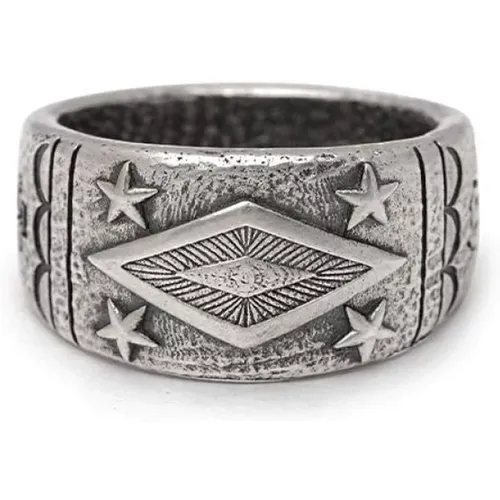 Engraved Vintage Sterling Silver Ring , Herren, Größe: 56 MM - Nialaya - Modalova