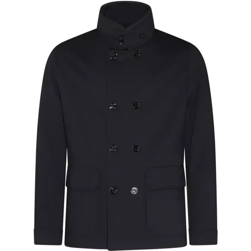 Dark Viscose Coat with High Neck , male, Sizes: L - Moorer - Modalova