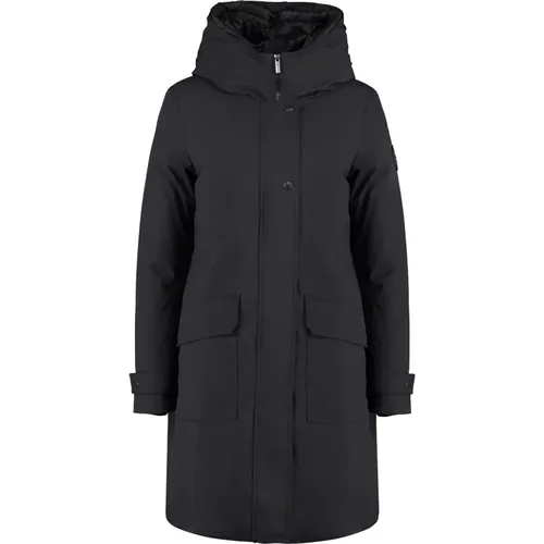 Militärische technische Stoffparka mit abnehmbarer Daunenjacke , Damen, Größe: L - Woolrich - Modalova