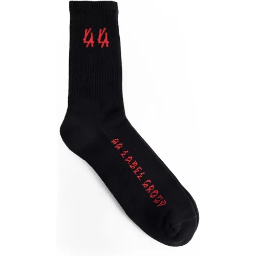 Socks, male, , Size: ONE SIZE Multicolor Ribbed Cotton Socks with Logo - 44 Label Group - Modalova