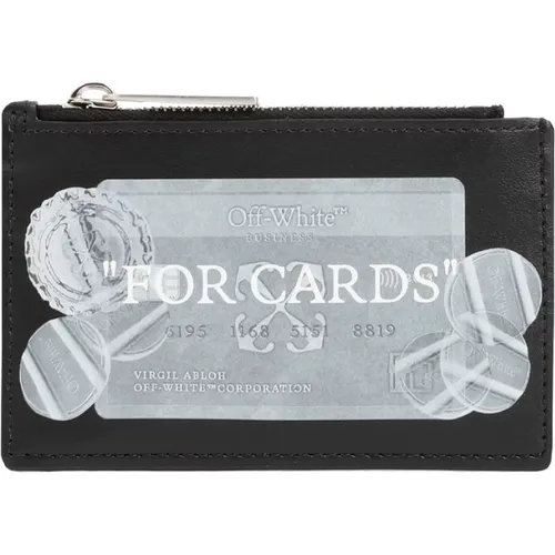 Leather Cardholder Wallet , male, Sizes: ONE SIZE - Off White - Modalova