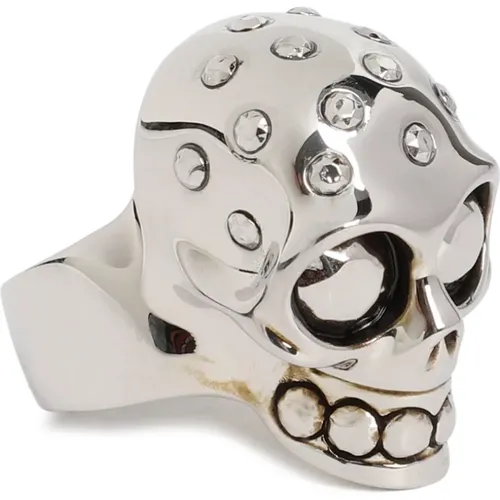 Skull Metallic Ring , male, Sizes: 58 MM - alexander mcqueen - Modalova