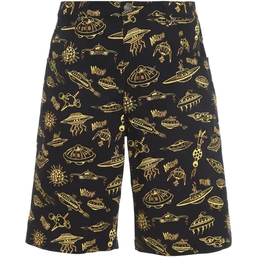 Casual Shorts, male, , Size: XL Spaceship Print Stretch Shorts - Moschino - Modalova