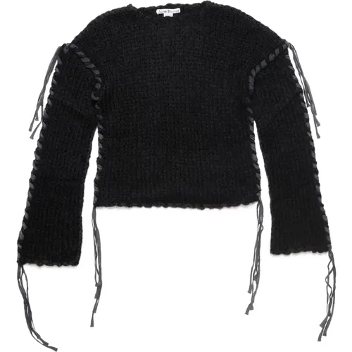 Schwarzer Strickpullover mit Drop Shoulder - Acne Studios - Modalova