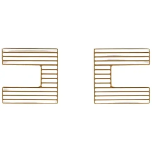 Gestreifte Emaille-Logo-Ohrringe,Logo-Ohrringe - Elisabetta Franchi - Modalova