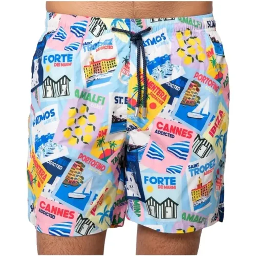 Badehose mit Postkartenmuster , Herren, Größe: M - MC2 Saint Barth - Modalova