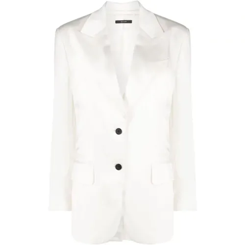 Blazers, female, , Size: 2XS Satin-Finish Blazer with Peak Lapels - Tom Ford - Modalova