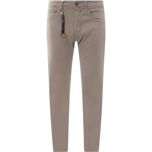 Grey Trousers with Button Closure , male, Sizes: W32, W42, W36 - Incotex - Modalova