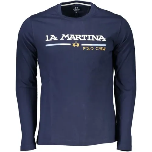 Embroidered Round Neck Long Sleeve T-Shirt , male, Sizes: 2XL, XL, L - LA MARTINA - Modalova