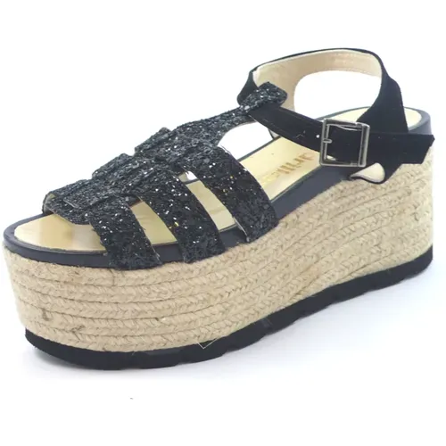 Glitzer Schwarze Spinne , Damen, Größe: 40 EU - Espadrilles - Modalova