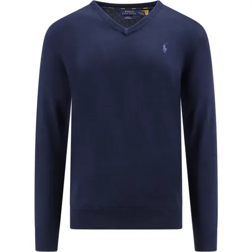 Pima Baumwoll V-Ausschnitt Pullover , Herren, Größe: S - Polo Ralph Lauren - Modalova