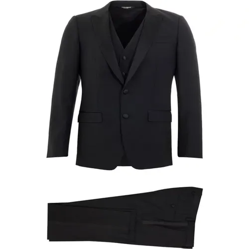 Single Breasted Suits, male, , Size: S Elegant Wool Suit for Men - Dolce & Gabbana - Modalova