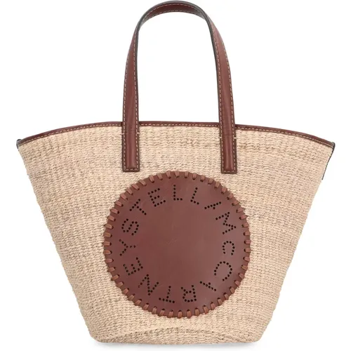 Gewebte Raffia Tote Tasche mit Kunstleder Details - Stella Mccartney - Modalova