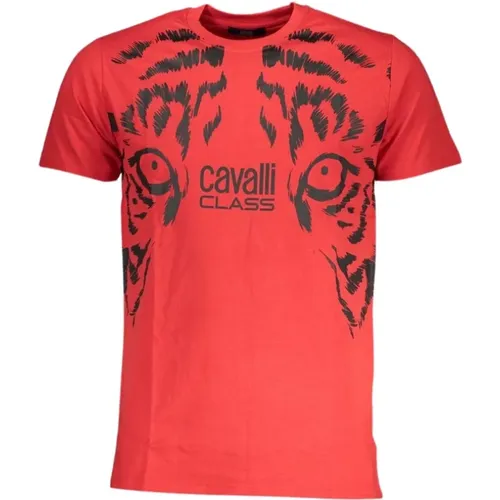 T-Shirts, male, , Size: L Cotton Print Logo T-Shirt - Cavalli Class - Modalova