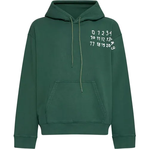 Hoodies, male, , Size: S Cotton Hoodie with Logo Print - MM6 Maison Margiela - Modalova