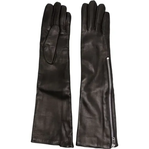 Schwarze Handschuhe - Stilvolles Modell , Damen, Größe: 7 IN - Jil Sander - Modalova