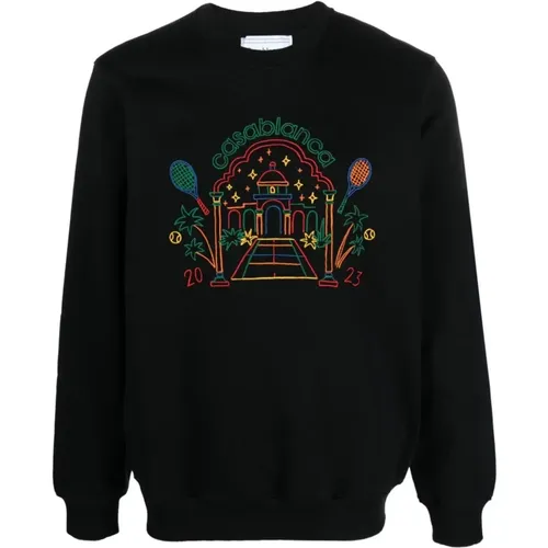 Cotton Sweatshirt with Rainbow Crayon Temple Print , male, Sizes: XS, 2XL - Casablanca - Modalova