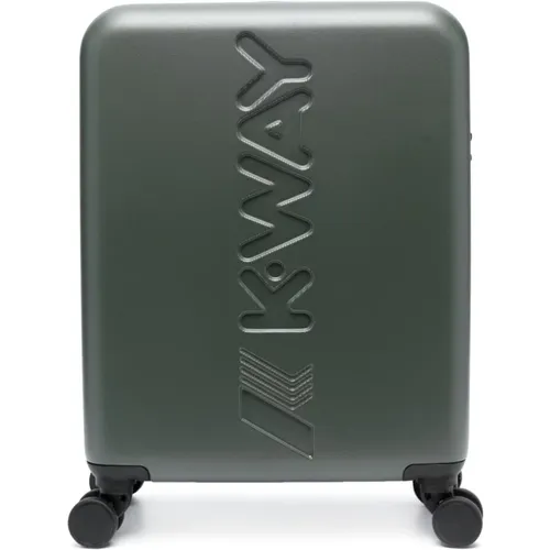 Grüner Trolley Koffer mit Logo , Herren, Größe: ONE Size - K-way - Modalova