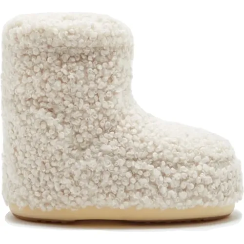Faux Curly Boots in Creme , female, Sizes: 6 UK, 9 UK - moon boot - Modalova